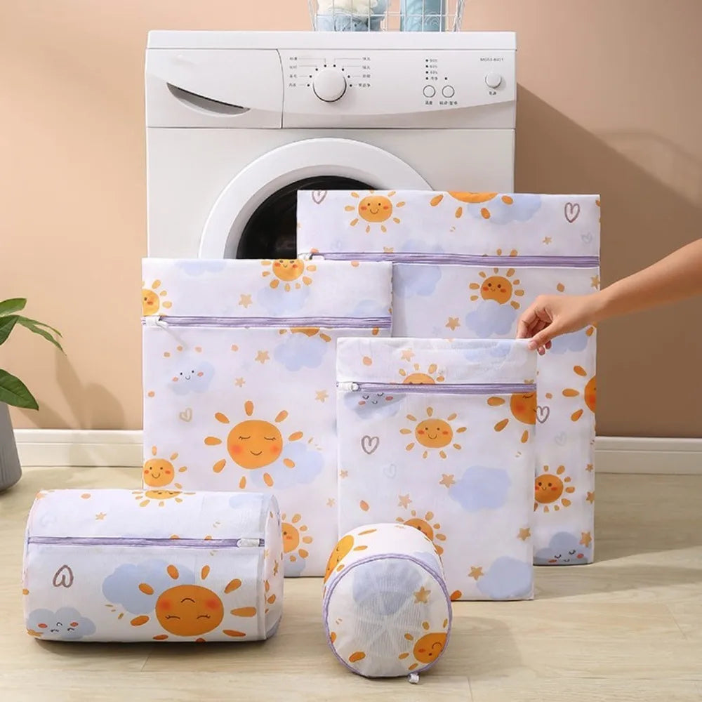 Portable Washing Machine Laundry Bags Printing Mesh Wash Bag Clothing Organizer Foldable Laundry Wash Bag Home