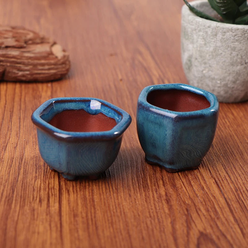 【HGPB】Mini Plant Pots Flower Pot With Holes Garden Chinese Style Bonsai Flowerpot Craft Plant Pot Planter Home Decoration