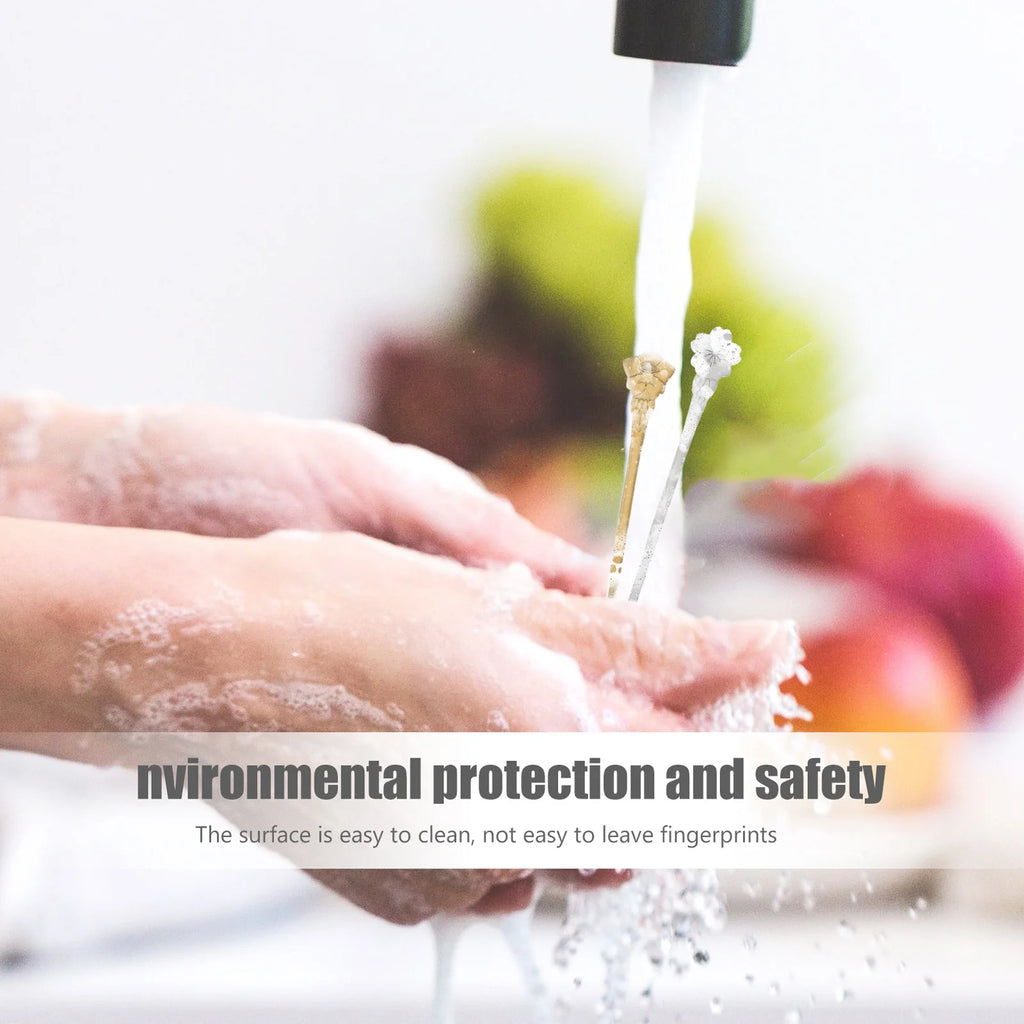 8pcs Stainless Steel Flower Dessert Forks For Cake Fruit Appetizer Party Buffet Salad Serveware Set Metal Sweet Forks