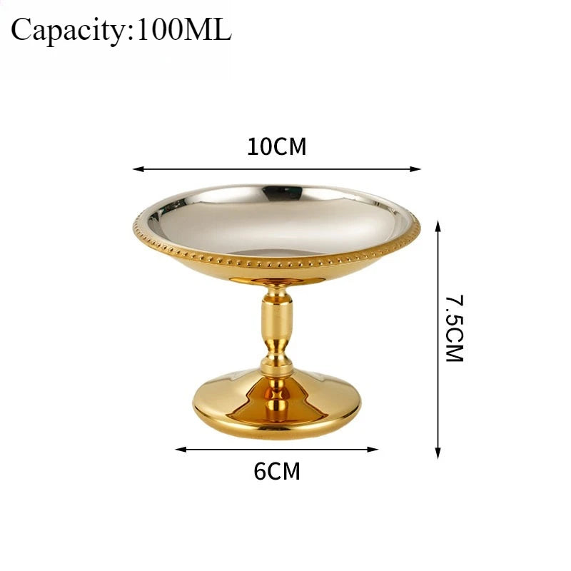 Ice Cream Cup Stainless Steel 304 Serving Dessert Bowl Cups Sauce Bowls Mini Round Footed Yogurt Snack Candy Cup for Salad Fruit