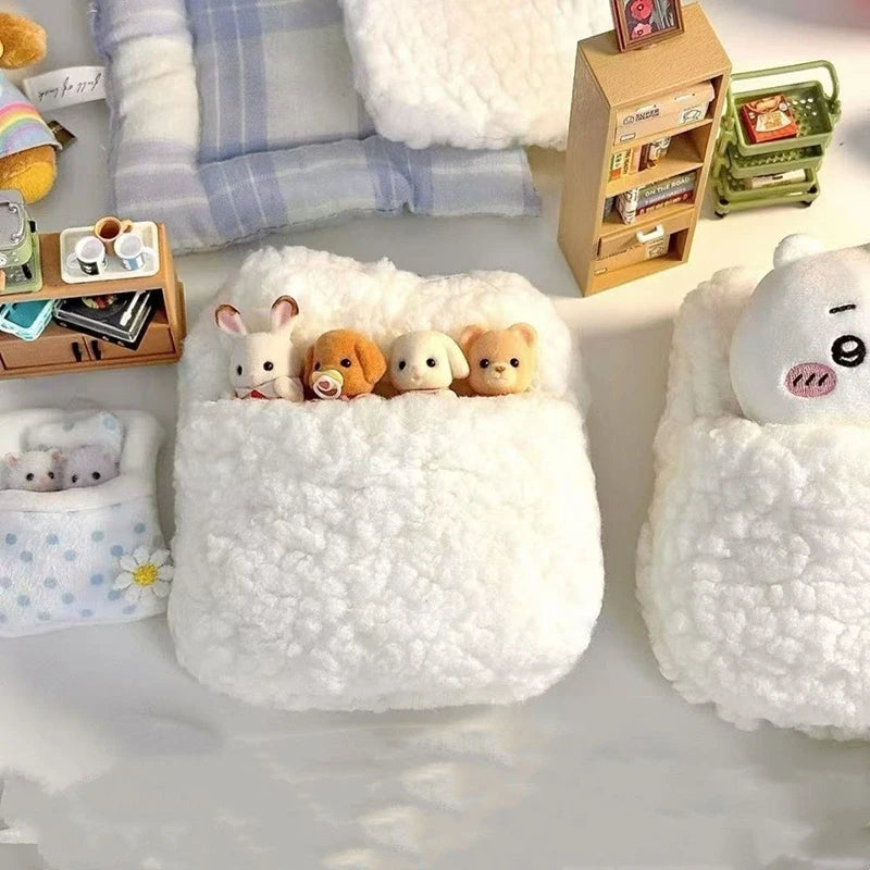 Furniture Comforter 10CM Doll Bed Doll Accessories Bed Soft Doll Bedding Quilt Pillow Doll Sleeping Bag DIY Toy