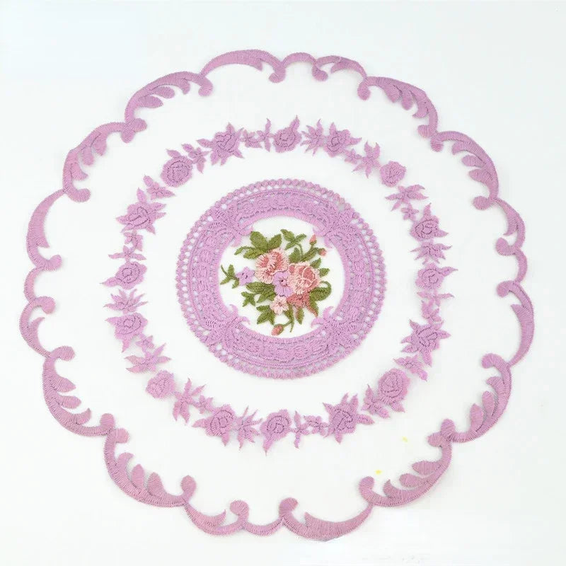 1PC Dinning Table Cover Embroidered Table Cloth Elegant Round Lace Tablecloth Coffee Coasters Napkin Party Wedding Decoration