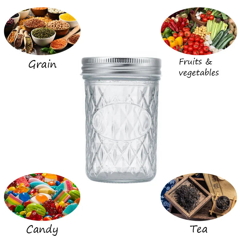 Mason Jar with Lid Glass Bottle High Temperature Resistant Easy to Clean Honey Food Sealed Glass Canning Food Storage Containers