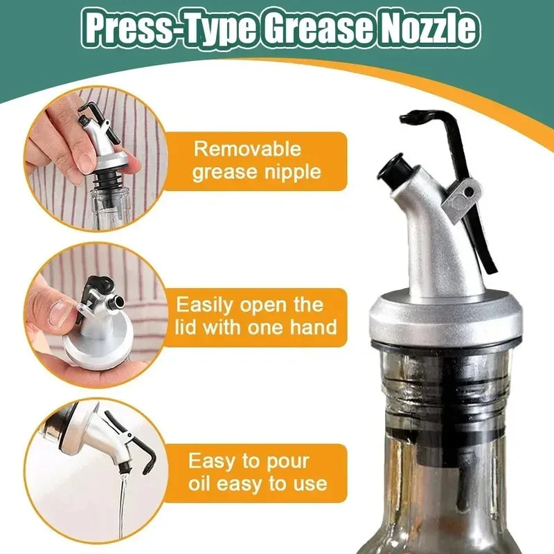 1-4Pcs Oil Bottle Stopper Cap Dispenser Sprayer Lock Wine Pourer Sauce Nozzle Liquor Leak-Proof Plug Bottle Stopper Kitchen Tool