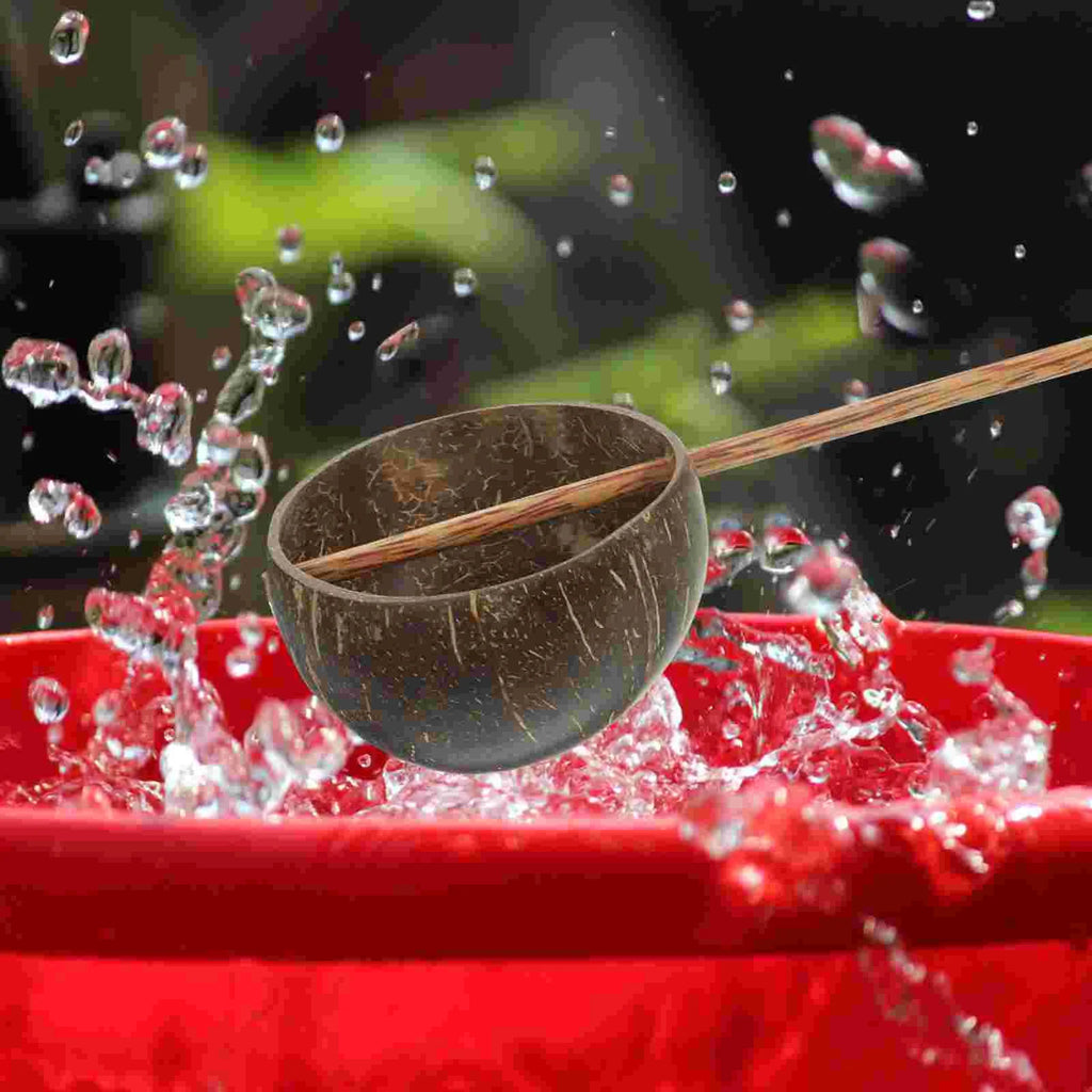 Wooden Coconut Shell Water Scoop Sturdy Bath Spoon Multipurpose Kitchen Ladle Creative Sauna Spoon Household Bathroom Scoop