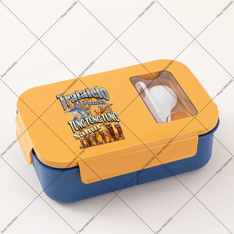 Italian Brainrot Lunchbox Cartoon Pattern Printed Bento Lunch Box Tung Tungtung Sahur Telala Funny Shark Food Storage Containers