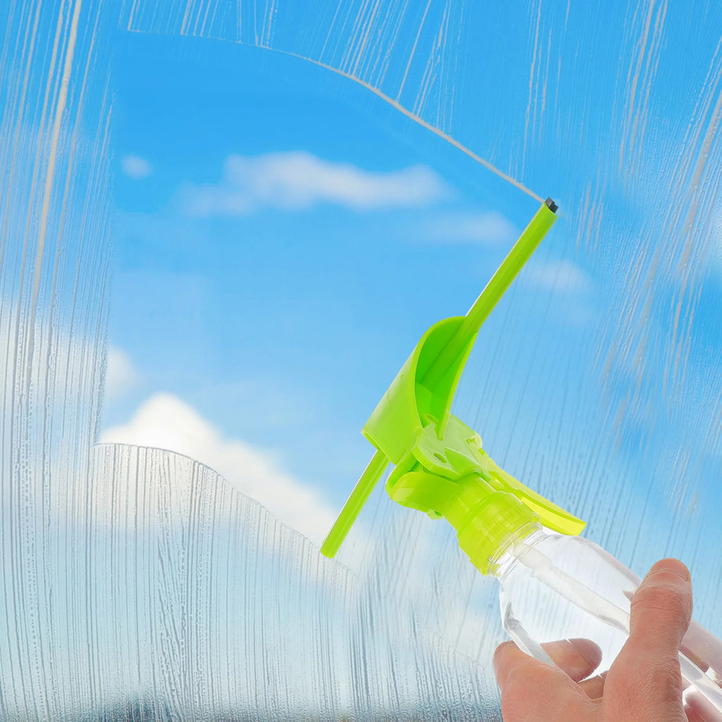 Multipurpose Window Squeegee Cleaner Green Detachable Sprayer Handheld Window Wiper for Bathroom Kitchen Tiles Streak Free