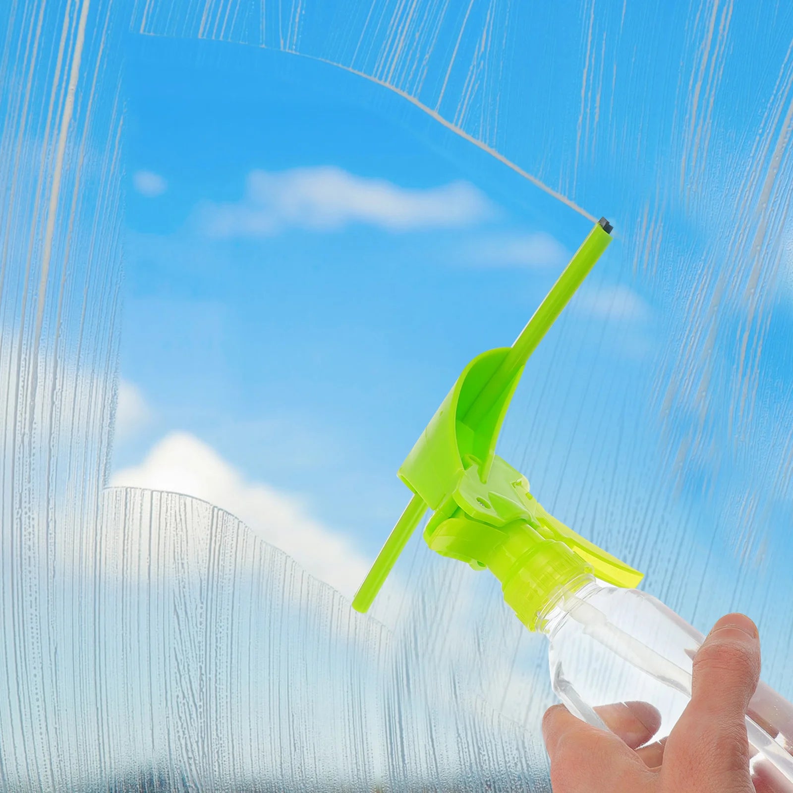 Multipurpose Window Squeegee Cleaner Green Detachable Sprayer Handheld Window Wiper for Bathroom Kitchen Tiles Streak Free