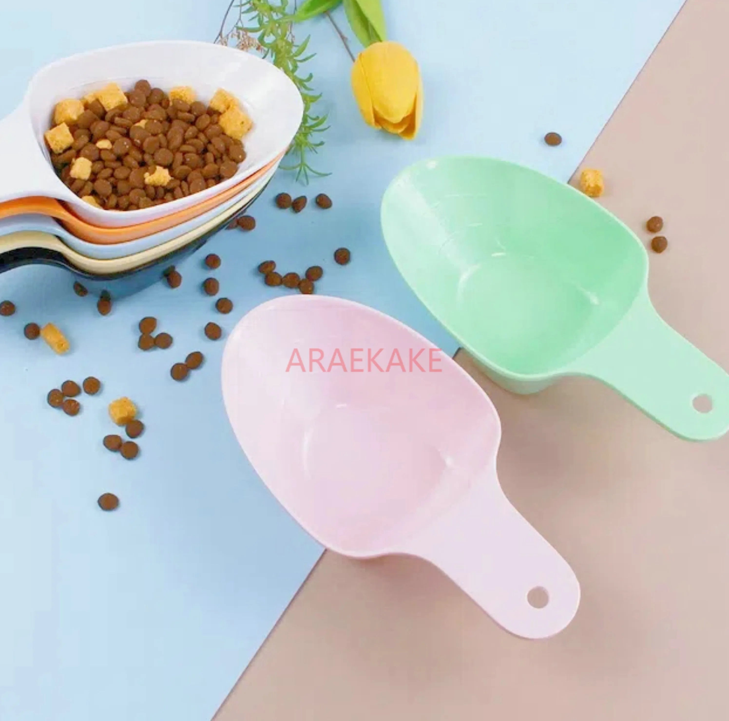 Pet food spoon with scale for precise feeding of cats and dogs, 250ml melamine food grade imitation porcelain cat food spoon