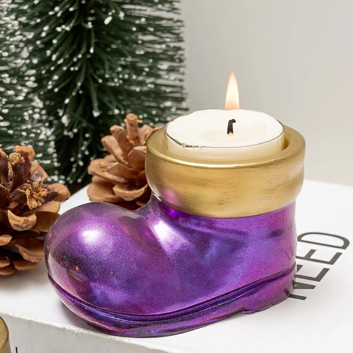 Christmas Boots Shoes Candle Holder Silicone Mold DIY Table Decoration Crystal Drop Glue Epoxy Resin Mold Christmas Craft Gifts