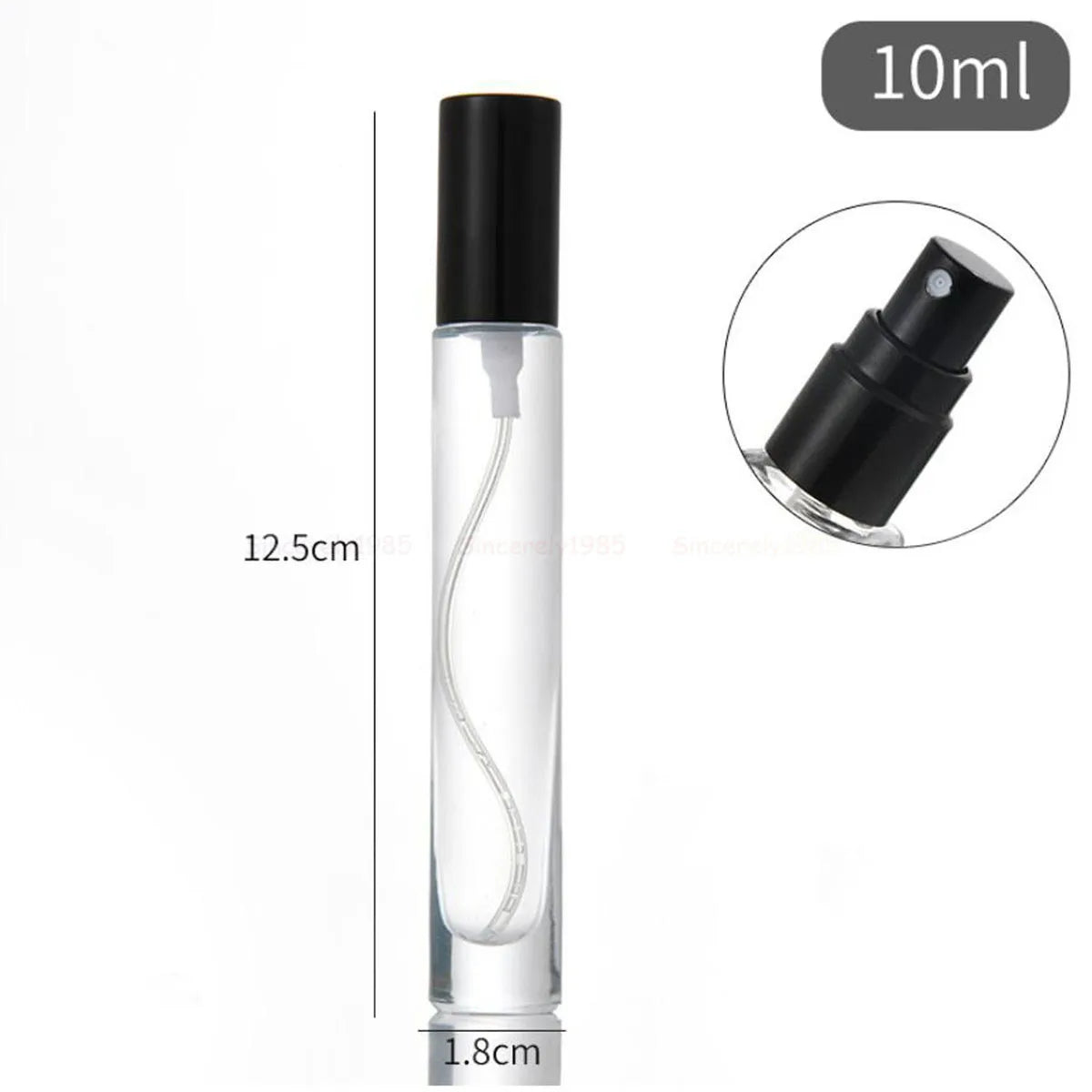 3X 10X 10ML Clear Round Thick Glass Perfume Oil Bottles Spray Atomizer Empty Sample Vial Refillable Sprayer Flacon High Grade