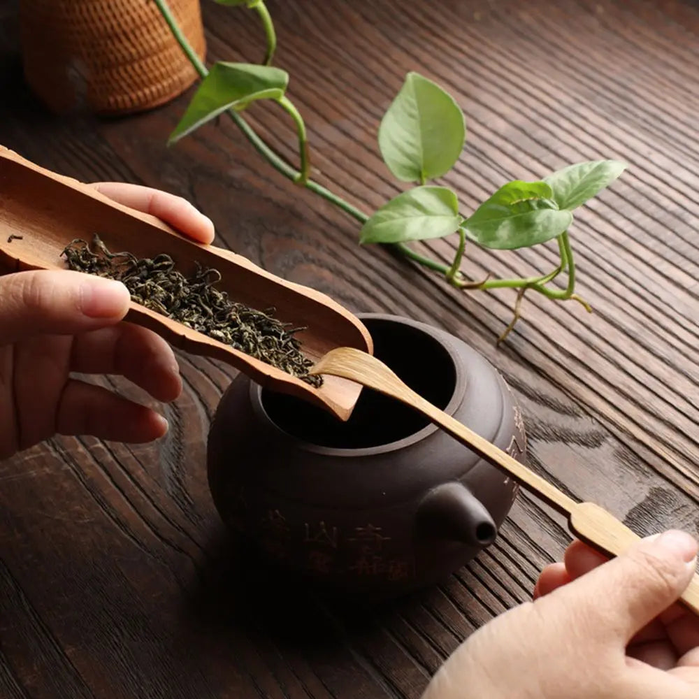 High Quality Tea Accessories Chinese Kongfu Wooden Bamboo Retro Style Natural Tea Scoop Delicate Spoon Portable Bamboo Teaspoon