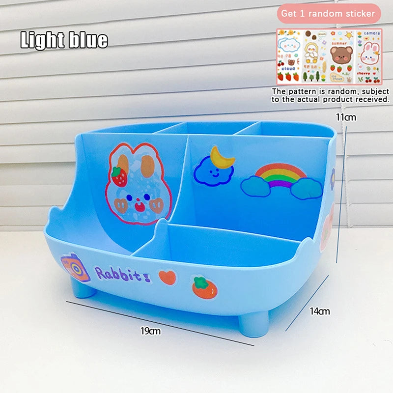 Kawaii Large-Capacity Desktop Pen Holder Cute Cartoon Stationery Storage Box Creative Pencil Organizer for Girls Desk