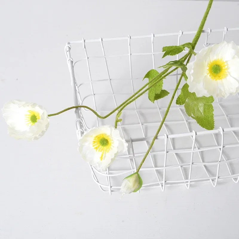 4 Head Artificial Flowers Poppy Silk Flowers  Party Wedding Bridal Bouquet Decoration Garden Decoration Outdoor