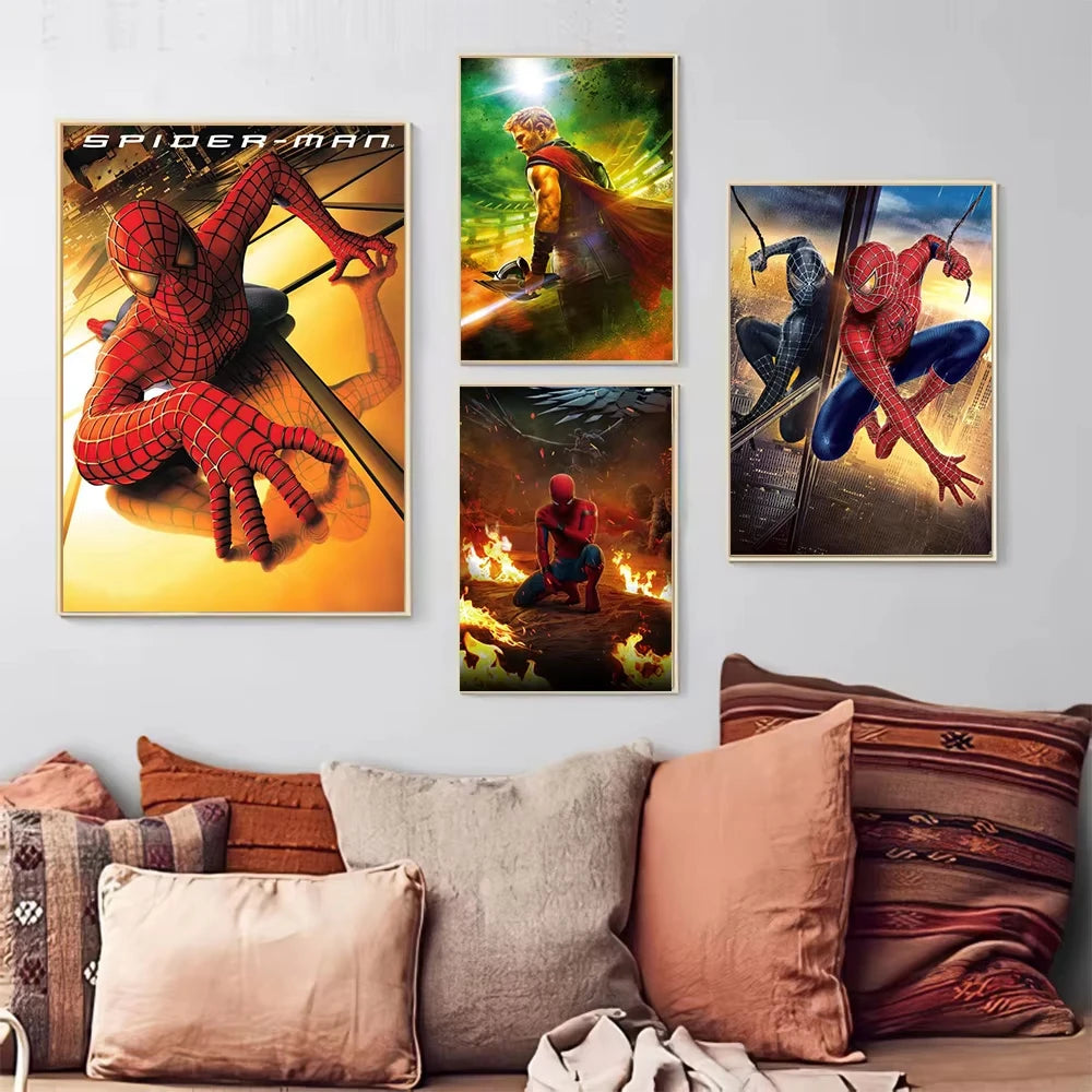 MINISO Marvel Superheroes Avengers Spider-Man Iron Man Parlor Bedroom Decorative Art Posters Wall Mural Canvas Painting Printing