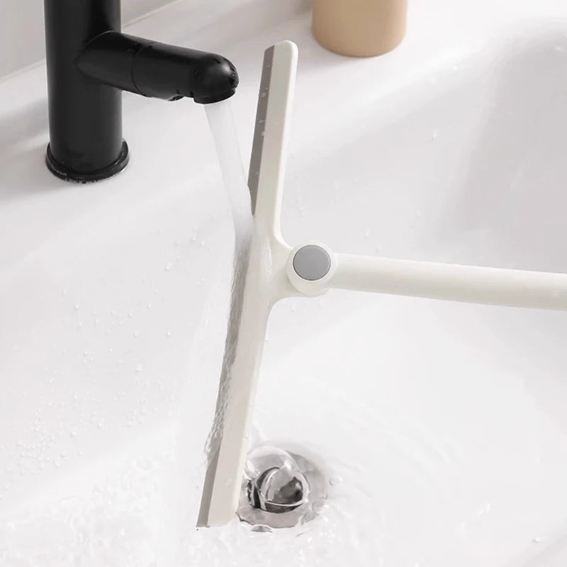 360 Degree Rotatable Shower Squeegee Glass Wiper Scraper Squeegee Cleaner With Silicone Holder Bathroom Mirror Scraper Cleaning