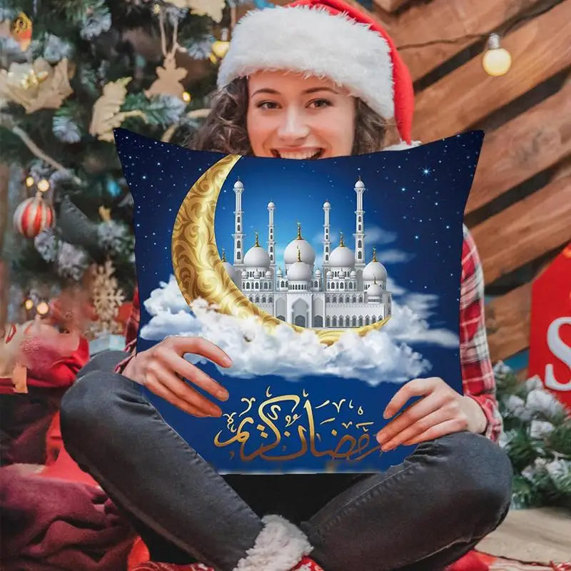 2023 Eid Pillowcase Decor For Home Sofa Cushion Cover Islamic Ramazan Kareem Decoration Mosque Mahometan Pillow Cover Gifts
