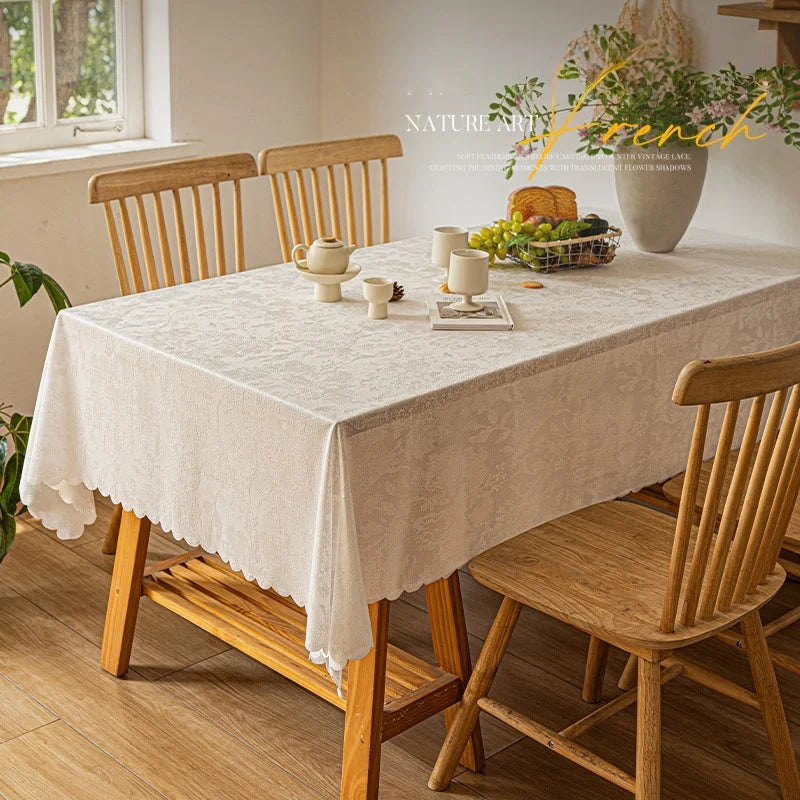 1pc﻿ Tablecloths Fabric Tassel Tablecloth Dust-Proof Table Cover for Kitchen Dinning Tabletop Home Decoration Everyday Use ﻿ ﻿