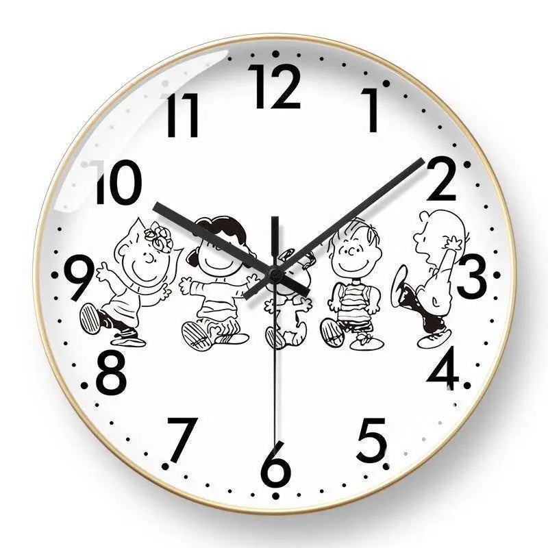 Snoopy cartoon wall clock around the anime home living room dining room children's room learning wall hanging quartz clock