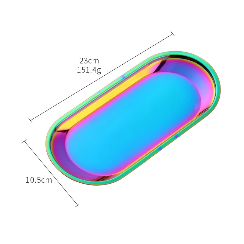 Nordic Style Oval Jewelry Storage Serving Tray Platter Stainless Steel Snack Tray Metal Storage Gold Decoration Home Organizer