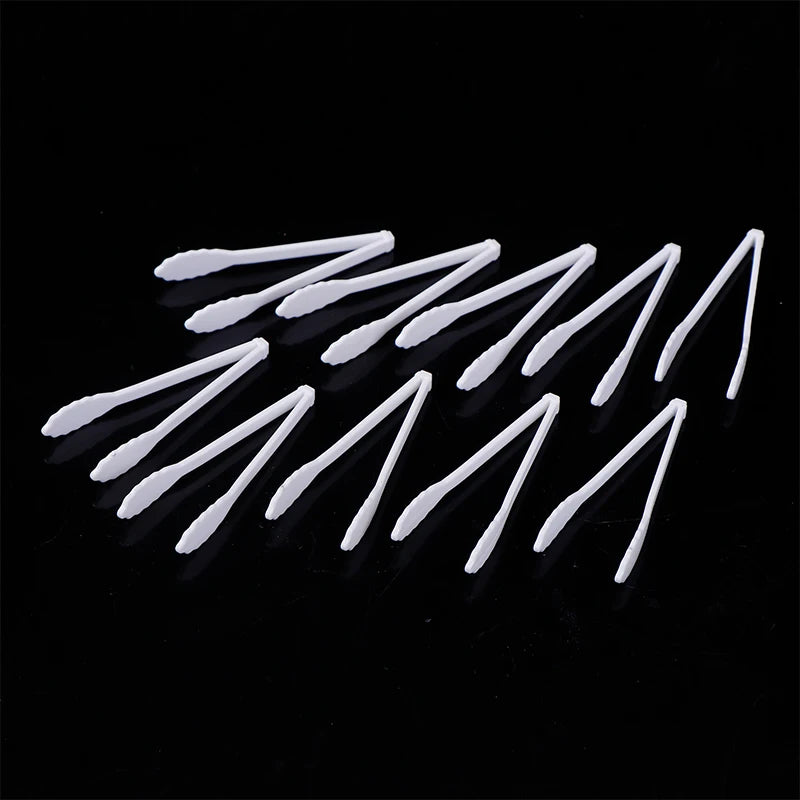 10Pcs Dollhouse Mini Cake Dessert Bread Clip Tweezers Food Clip Bread Tongs Model Tableware Cookware Kitchen Utensils Tools Toys