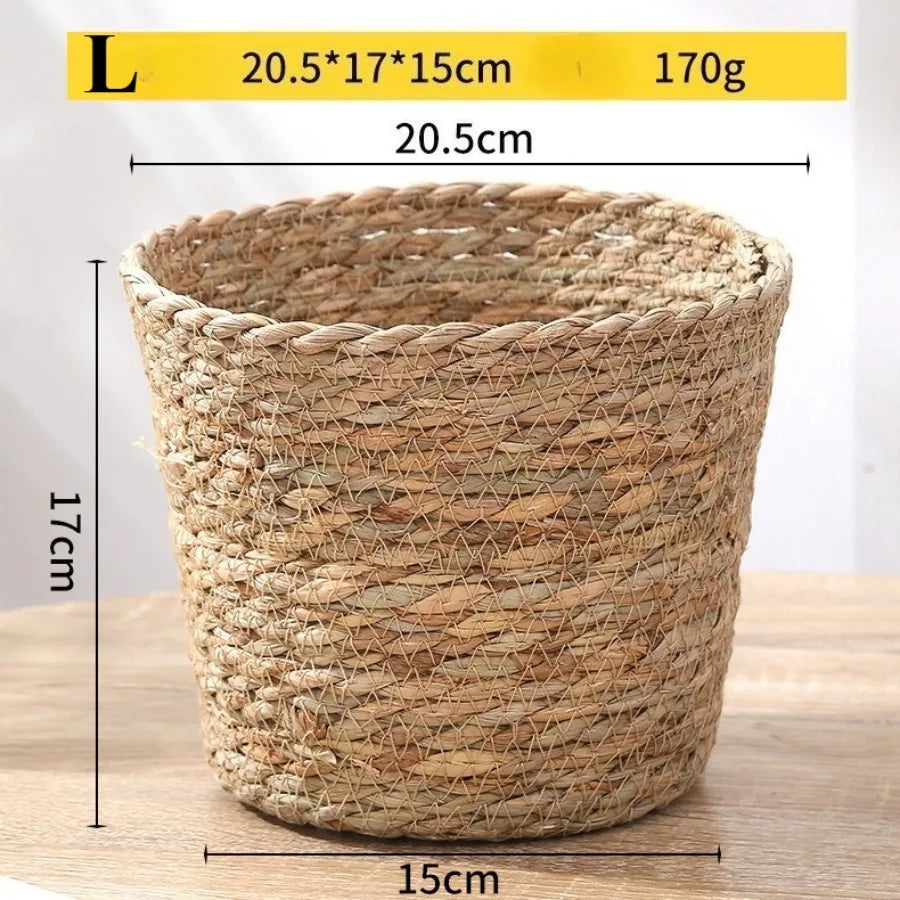 Woven Grass Flower Plant Pot Basket Planter Basket Indoor Outdoor Flower Pot Garden Decorative Flower Plants Basket Storage Use