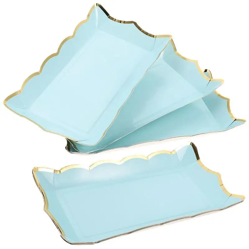 4pcs Disposable Serve Tray Food Serve Platter Fruit Cake Serving Tray Food Hold Container For Party Wedding Buffet Dessert Snack
