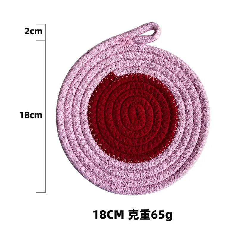Colored Placemat Pastoral Style Thickened Insulation Cotton Linen Woven Table Mat Heat Resistant Anti Scalding Sand Pot Cup Mat