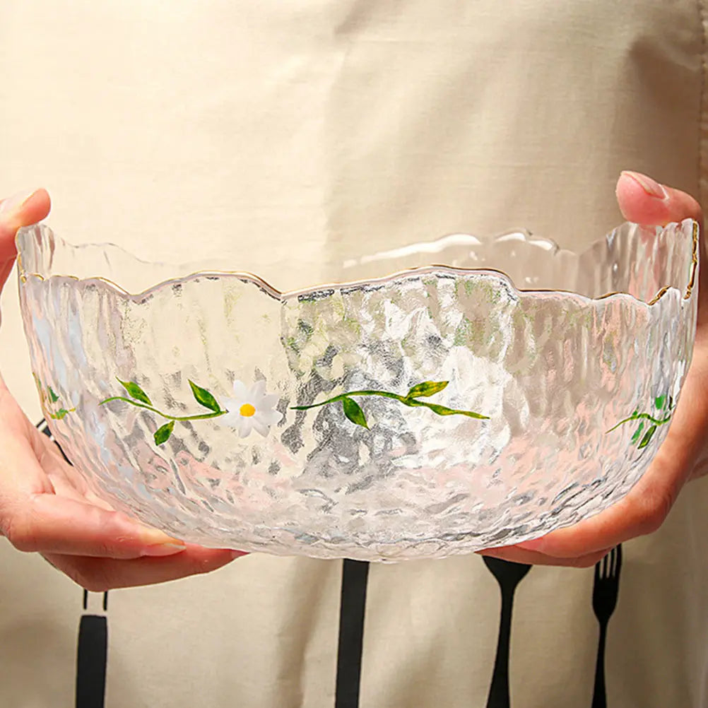 1Pcs Glass Fruit Bowl Exquisite Workmanship Smooth Surface Salad Dessert Snack Container Elegant Design for Parties and