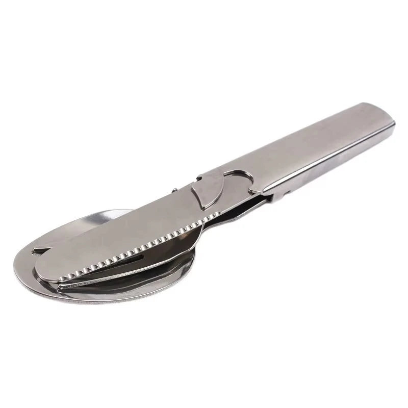 Stainless Steel Tableware Set Outdoor Household Knife Fork Spoon Travel Camping Portable Bottle Opener 4pc/set