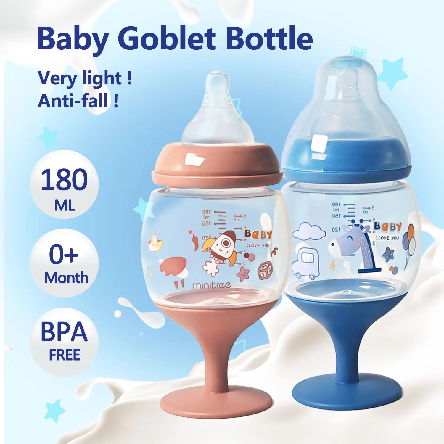 180ml goblet baby bottle, photography accessories, baby drinking water, household cup, direct drinking juice,Christmas gift