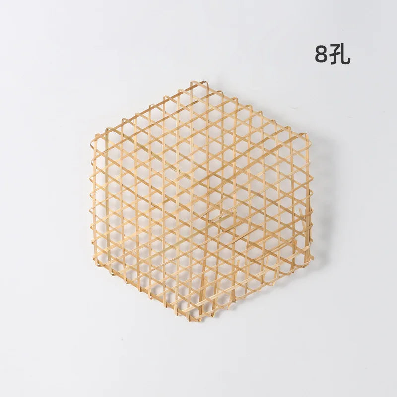 Hand Made Bamboo Mesh Steamer Mat Plate Sushi Food Meat Decorate Woven Table Mat Vegetables Bread Folding Basket Liners Rack