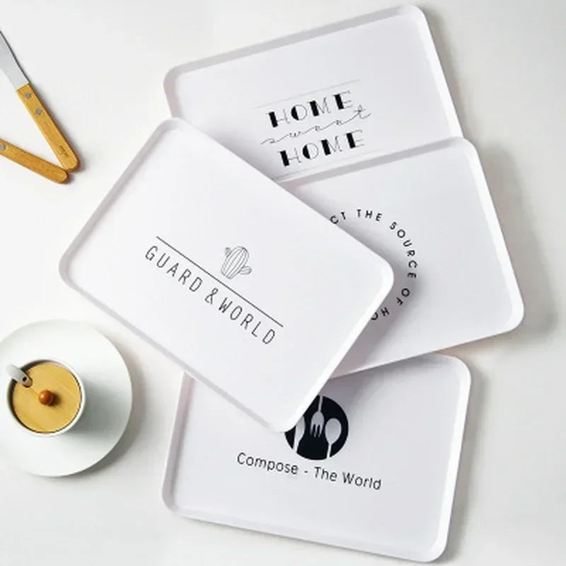 1 Pcs Practical Plastic Dessert Serving Tray Tea Breakfast Bread Tray Snack Plate Storage Plates Square Accessory Cosmetics Dish