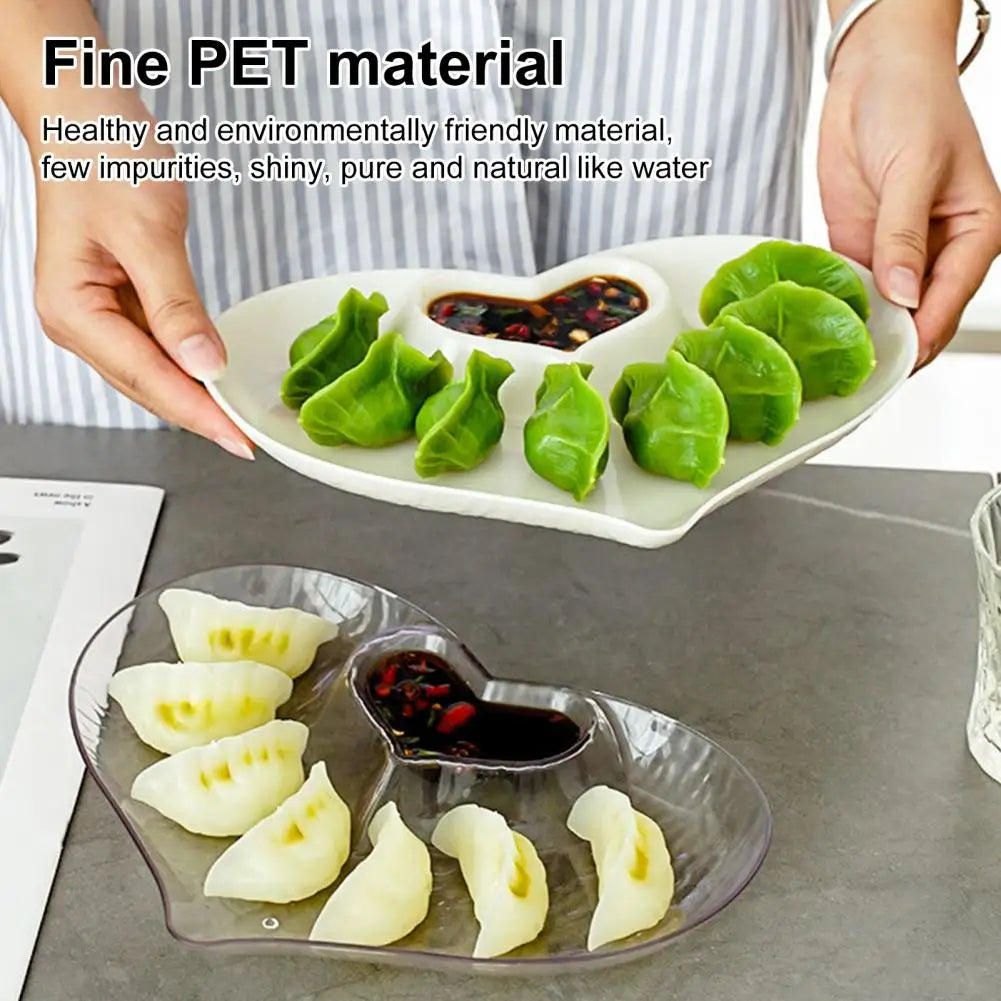 Dumpling Plate Divided Serving Platter Snack Fruit Plate Sushi Plates with Sauce Section Cheeses Serving Tray for Appetizer Taco