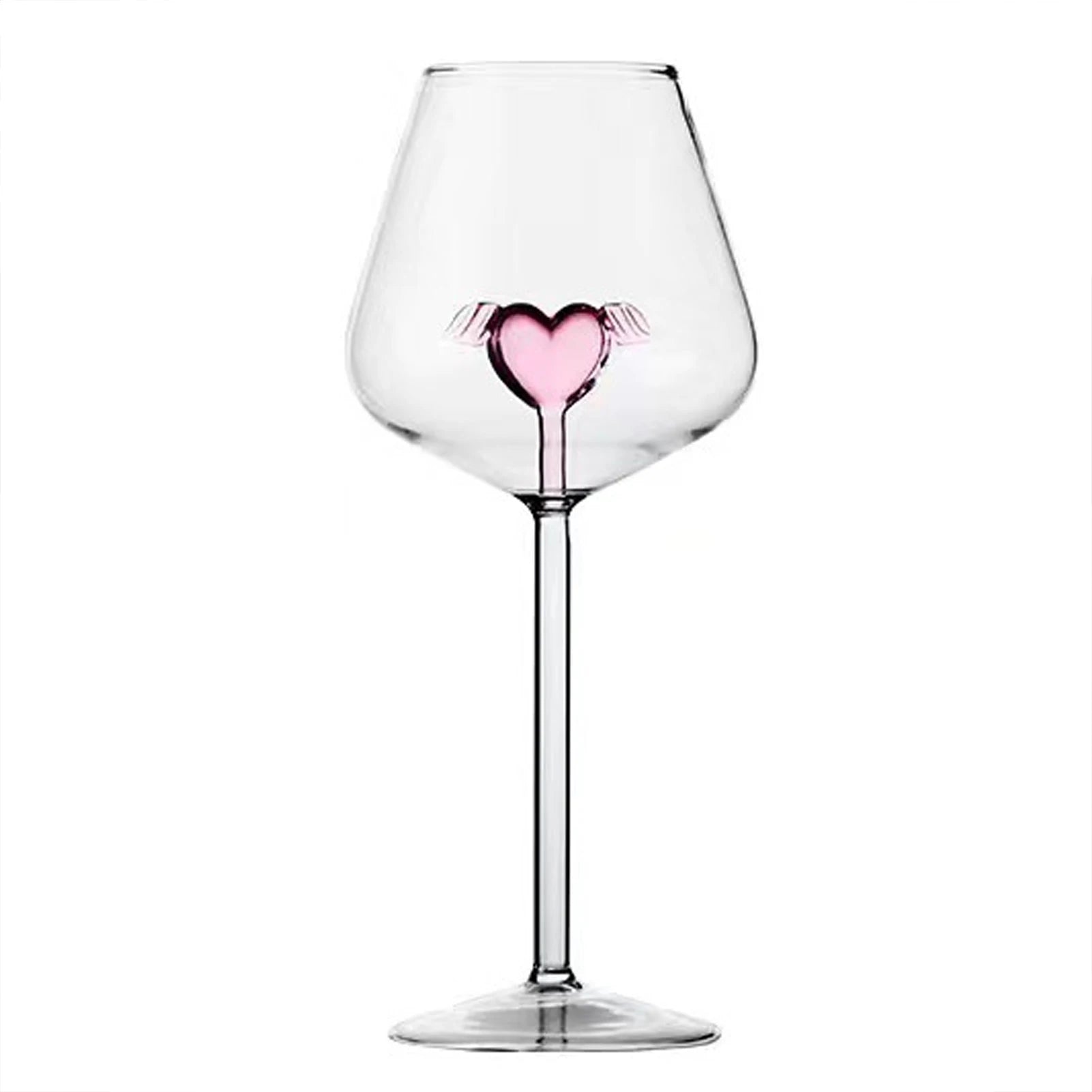 3D Pink Heart Goblet For Valentine's Day Reusable Glass Drinking Cup For Champagne Wine
