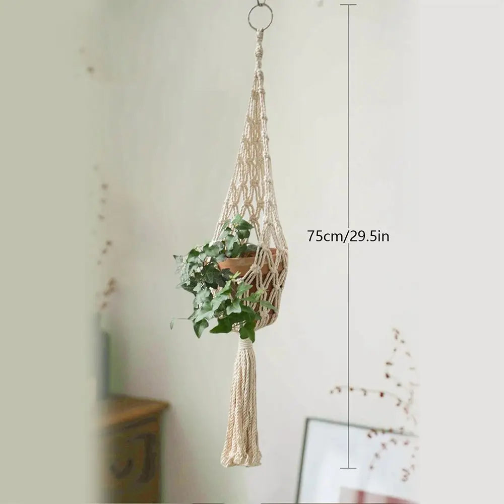 for Indoor Living Room Balcony Macrame Plant Hangers Handmade Garden Plant Pot Holder Decor Hanging Basket Beige Color