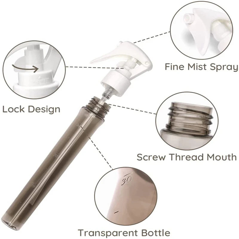 30ml Misting Watering Can Mini Refillable Plastic Perfume Atomizer Trigger Fine Transparent Spray Bottle Salon Hairdressing Tool