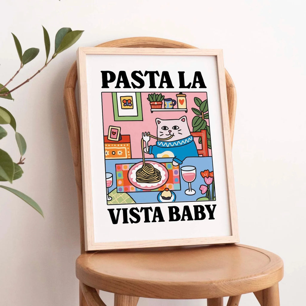 Pasta La Vista Baby Cartoon Cat Wall Art Prints Canvas Painting Poster Picture For Living Children Room Home Decor Gift