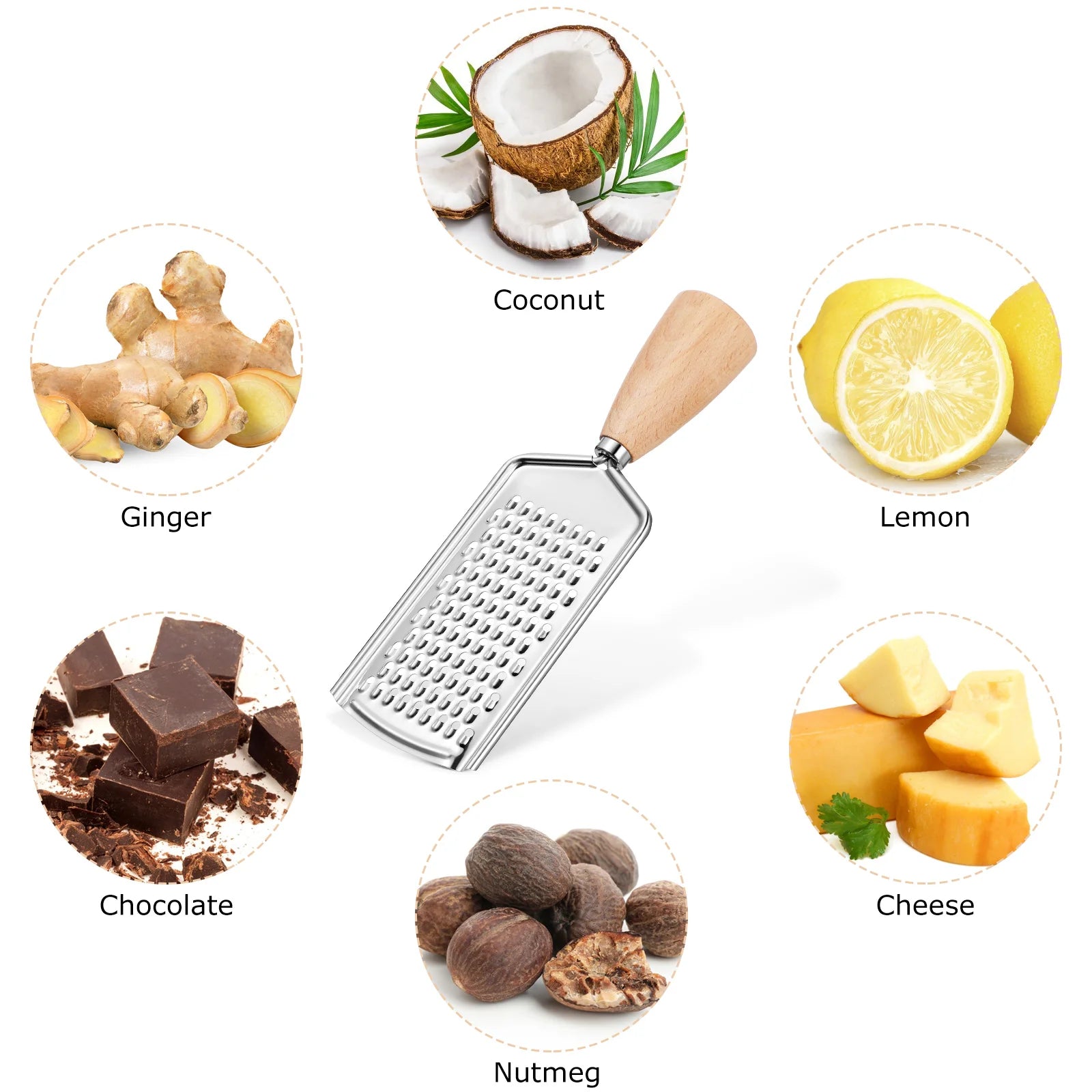 Stainless Steel Grater Cheese Handheld Potato Kitchen Knife for Wooden Garlic Peeler Tool Professional