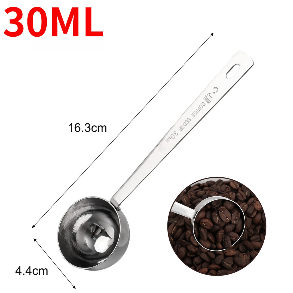 30/15ml Stainless Steel Coffee Scoop Thicken Tablespoon Measuring Spoon Long Handle Coffee Spoon for Cafe Making Kitchen Tools