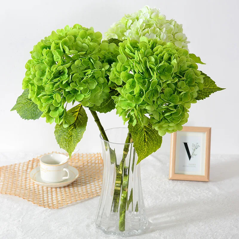Green Hydrangea Artificial Flower 3d Hand Moisturizing Big Hydrangea Home Decoration Floral Wedding Decoration Fake Flower Hand
