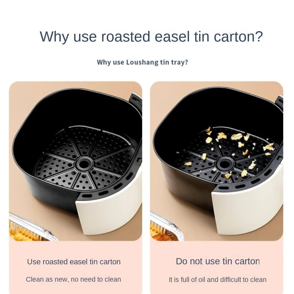 20CM Air Fryer Aluminum Foil Pan Kitchen Supplies Food Containers Square Oven BBQ Tray Oil-proof Non-stick Kitchen Baking Tool