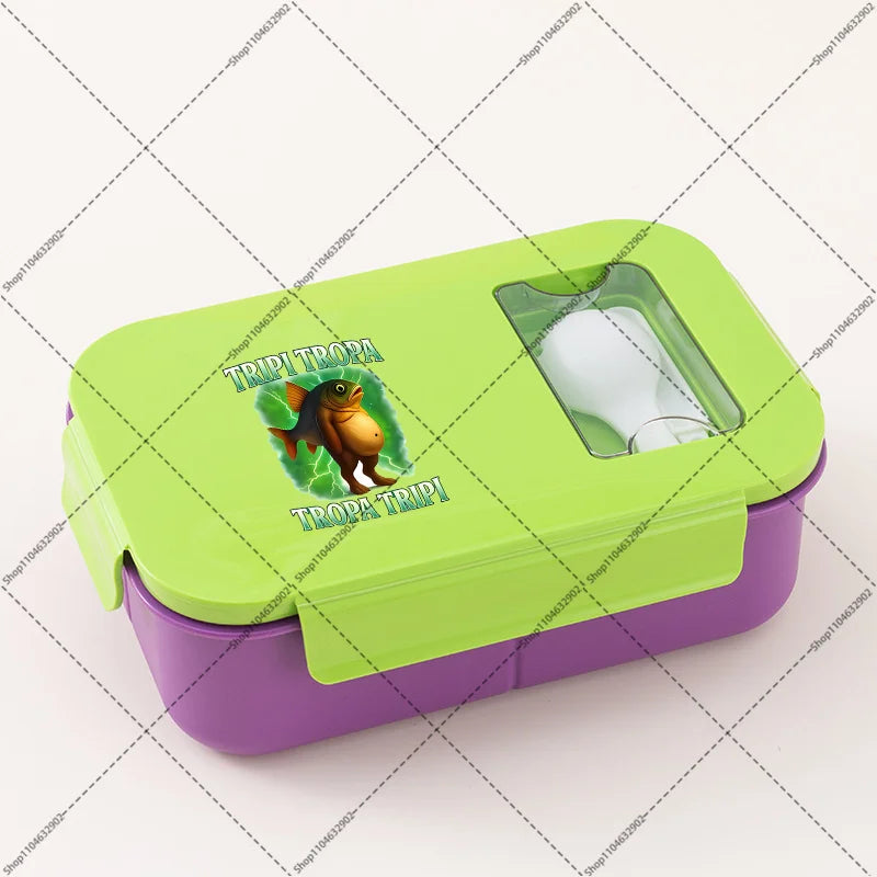 Italian Brainrot Lunchbox Cartoon Pattern Printed Bento Lunch Box Tung Tungtung Sahur Telala Funny Shark Food Storage Containers