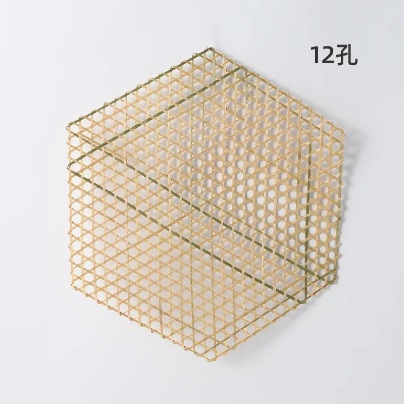 Hand Made Bamboo Mesh Steamer Mat Plate Sushi Food Meat Decorate Woven Table Mat Vegetables Bread Folding Basket Liners Rack