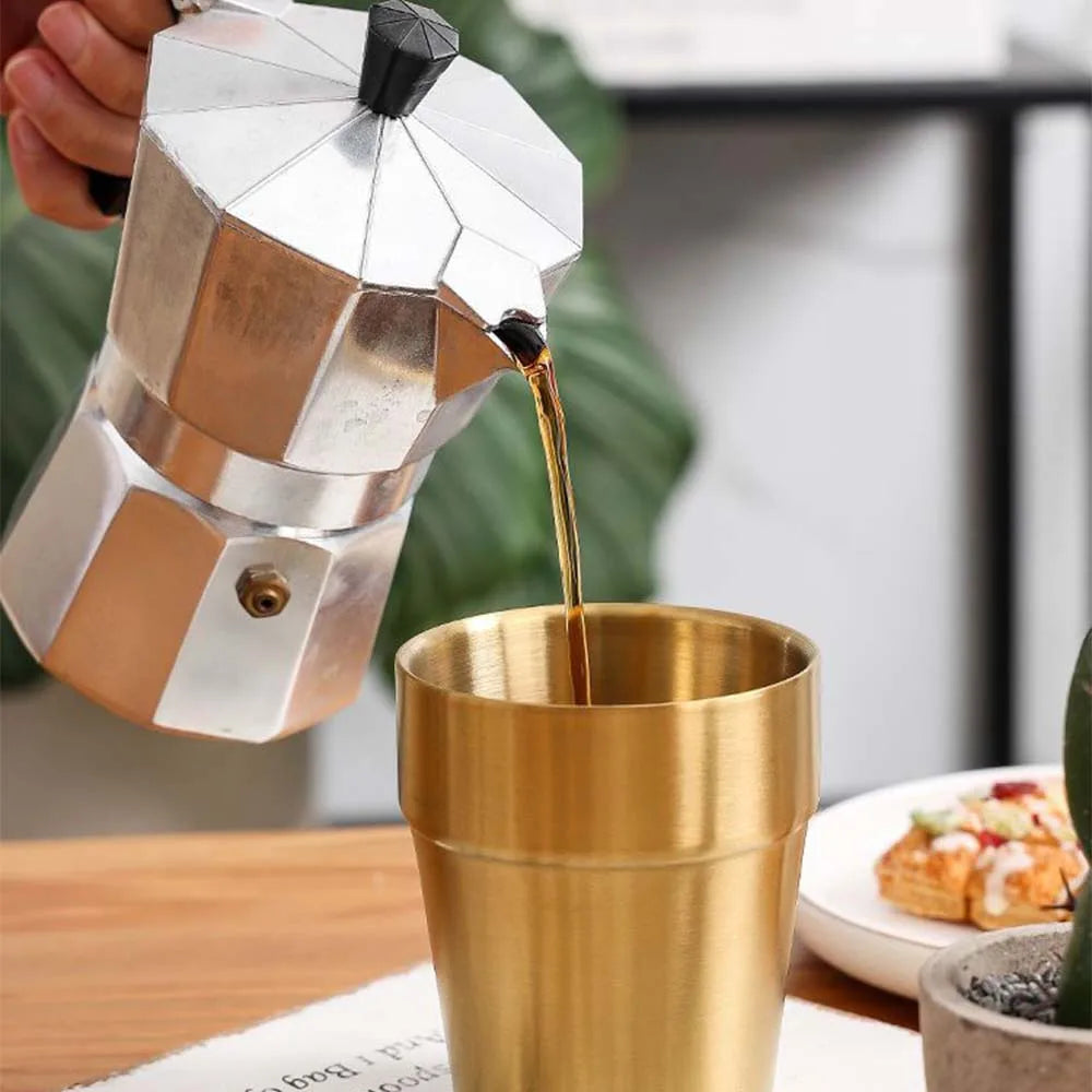 Golden Beer Mug Metal Tumbler 304 Stainless Steel Water Glasses Camping Reusable Mugs BBQ Home Office Party Coffee