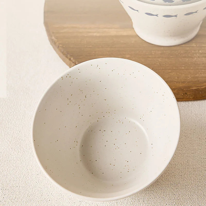 Cute Animal Pattern 5inches Rice Bowl Splash Ink Round Ceramic Bowls Household Casual Fruit  Salad Yogurt Serving Tableware
