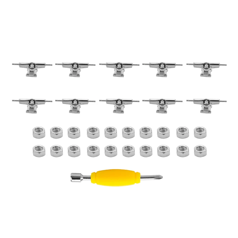 WOWFU-10 Pcs 29Mm Fingerboard Trucks Finger Skateboard Deck With Nuts With Spanner Screwdriver For Finger Skateboards
