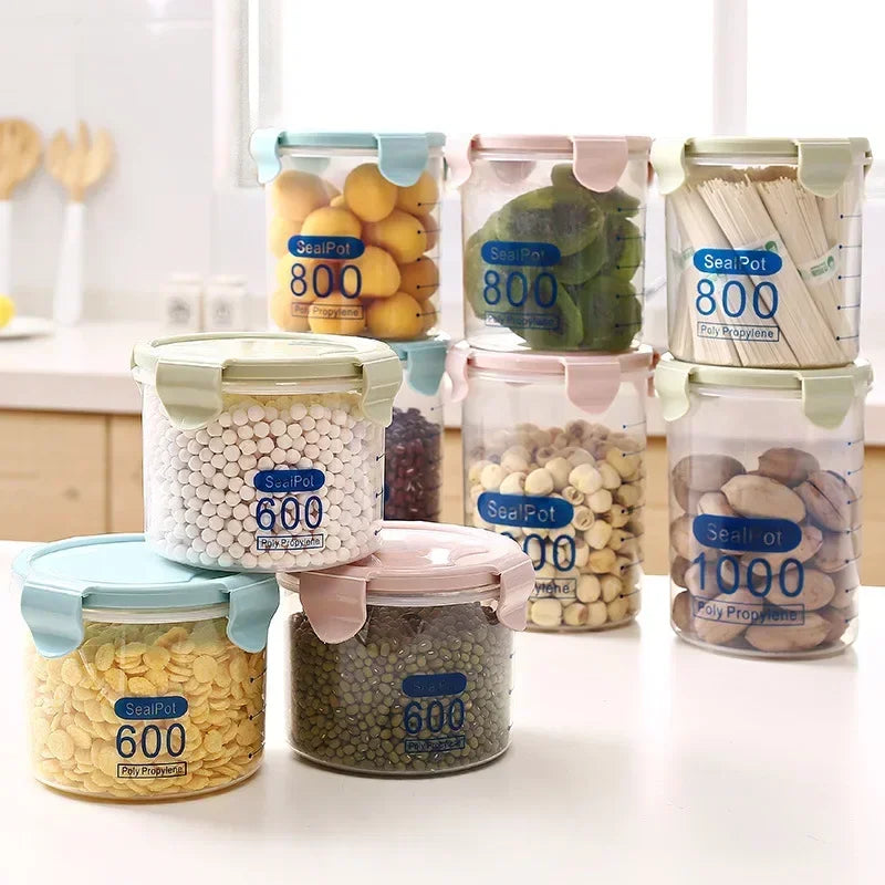 Airtight Food Storage Containers Set Plastic Pantry Organizers With Lids For Kitchen Flour Sugar Cereal Space Saving Canisters