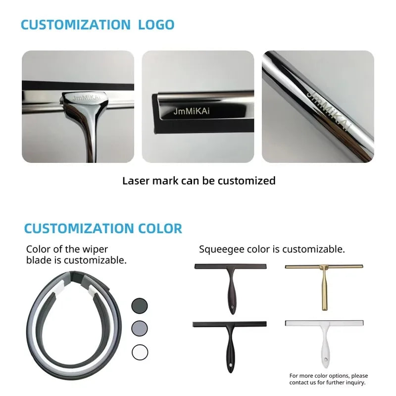 Bathroom shower screen scraper stainless steel wiper with silicone rubber handle car rearview mirror