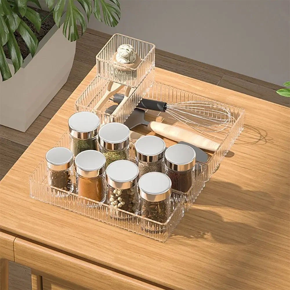 High Quality S/M/L/XL Desk Drawer Organizers Rectangle Transparent Storage Box Plastic Unlimited Makeup Organizer Home Office